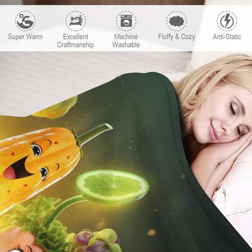 Couverture en flannel légumes impression 3D jeté de lit doux 130x150