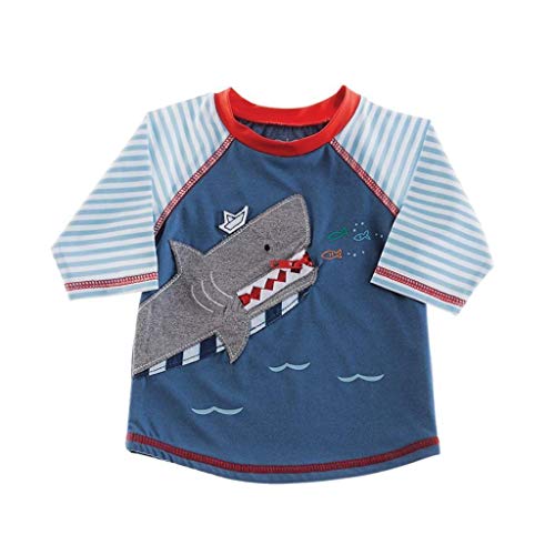 Mud Pie Boys' Shark Rash Guard, Blue, 2T / 3T