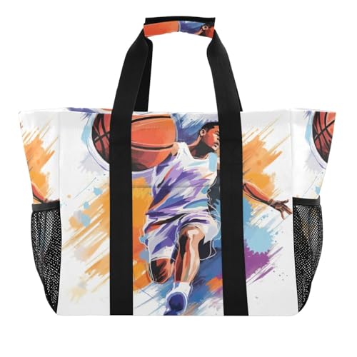 Nander Basketball Player Foldable Tote Bag Waterproof Sandproof Women Beach Bag Handbag Gym Bag Travel Shopping Bag - Main Image