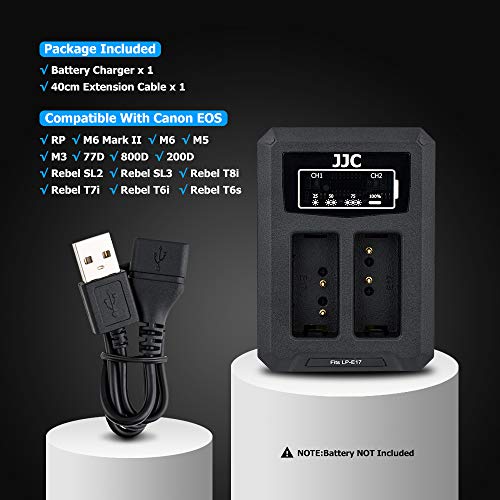 image for JJC LP-E17 Battery Charger USB Dual Slots for Canon EOS R100 850D M6 M