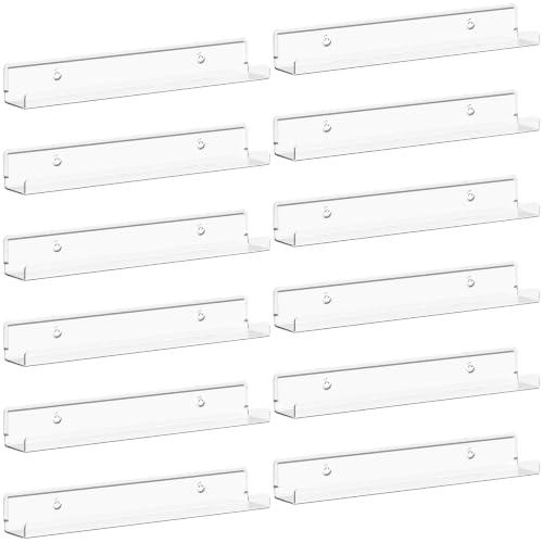 Lifewit Narrow Acrylic Floating Shelves for Vinyl Record 12", Clear 12 Pack