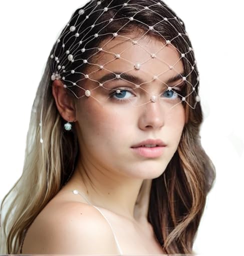 Bridal Birdcage Veil with Pearls, Fascinator Veil, Headpiece for Weddings