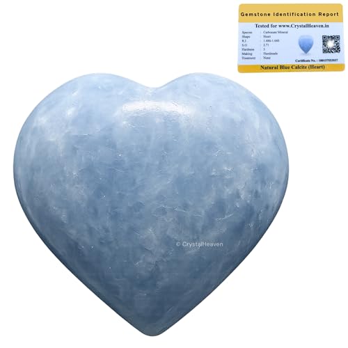 Image of Crystal Heaven Certified Blue Calcite Crystal Heart Palm Pebbles Stones For Anxiety Stress Relief Massage - Aaa Grade Original Healing Gemstone Agate Heart Palm Stone For Yoga Meditation Spiritual
