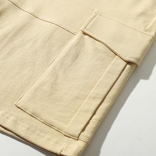 JEShifangjiusu Mens Cotton Drawstring Stretch Cargo Short Big and Tall Work Shorts Waist Knee Length Casual Shorts4