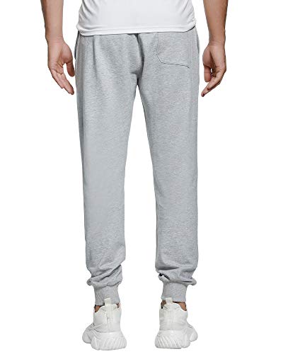Czzstance Men's Joggers Sweatpants Cotton Casual Pants With Pockets Drawstring Gym Workout Athletic Training Pants Grey Medium #TOP2