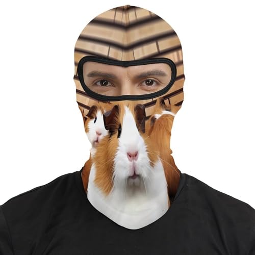 Máscara de esquí para hombres y mujeres Balaclava con estampado de conejillos de Indias, máscara facial térmica para clima frío, equipo para motocicleta, máscara de esquí para invierno miniatura 2