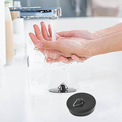 2 Pack Waschbeckenstöpsel, Gummi Stöpsel für Spüle, Abfluss Stöpsel Schwarz