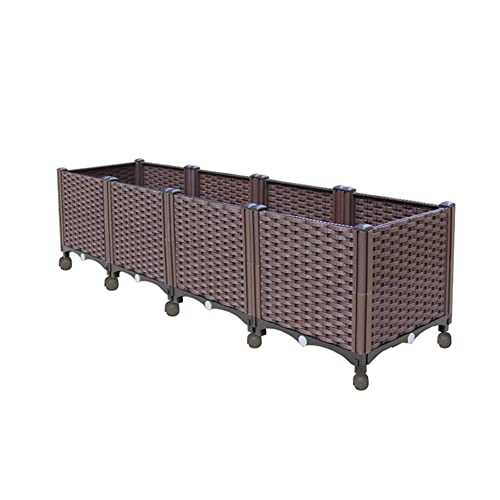 Aeon hum 組立式ガーデンボックス プランターボックス プラスチック 園芸 鉢植え入れ 花 植物 野菜栽培 自由組立 滑車付け ブラウン 二階