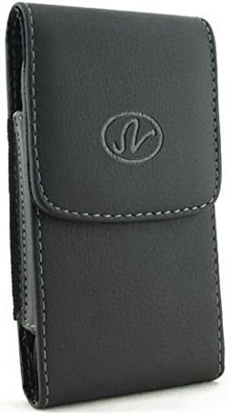 Vertical Holster for Flip Phone or Smartphone Up to 4.25x2.25x0.85 Inch in Dimensions, a Leather Carrying Case with Belt Clip