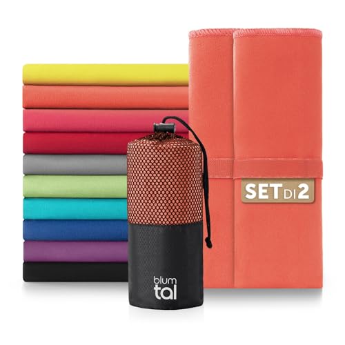 Blumtal Asciugamano Microfibra 80x40 cm - Set da 2 - Asciugatura Rapida - Corallo