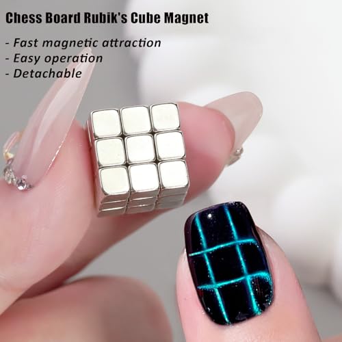 WEILUSI 27 peças ímã de unha olho de gato cubo quadrado ímã de olho de gato para unhas esmalte de ge