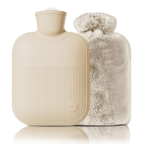 Wärmflasche mit Plüschbezug, 2 l, 1 l, 0,5 l, PVC-Wärmbeutel für Nacken, Schulterschmerzen und Handfußwärmer, Menstruationskrämpfe,...