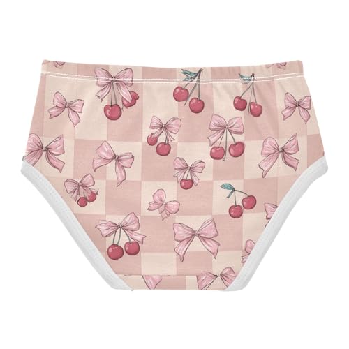 Wusikd Cherries Bows Checkered Girls' Underwear Cotton Girls Briefs Soft Toddler Underwear 2T2