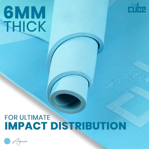 Image of The Cube Club Yoga Mats Extra Thick Non Slip Exercise Mats for Workout with Carrying Strap & Bag Eco Friendly AsanaTPE Yoga Mat for Men & Women 6MM Gym Mat (Aqua, 12 Month Warranty)
