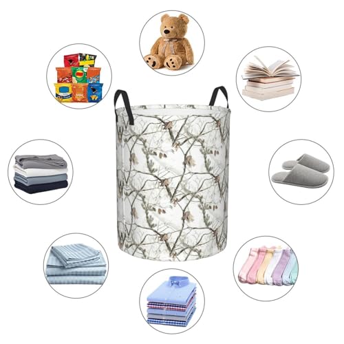 Panier à linge imperméable camouflage blanc avec poignées