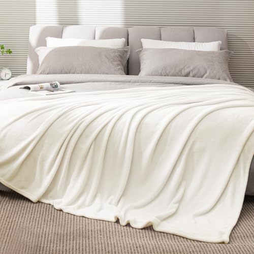 Image of BEDELITE Fleece Blanket King Size Blankets for Bed, Luxury Plush Cozy Fuzzy Blanket 108x90 inches, Super Soft Warm Lightweight Throw Blanket All Seasons Suitable, Cream