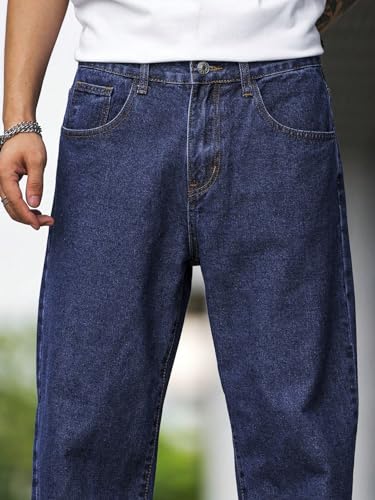 Image of dockstreet Men Baggy Denim Jeans in Pure 100% Cotton Denim || Stretchable (Jet Black) and Stretchable (Colored) Jeans || Unisex Designs||Jeans||