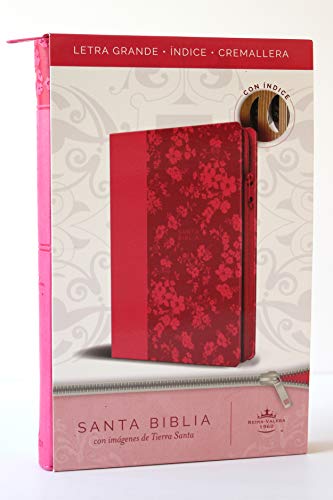 Biblia Reina Valera 1960 letra grande. Símil piel fucsia, cremallera, índice, ma nual / Spanish Bibl