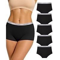 Channo Donna Boxer Cotone Comodo : Culotte Donna Morbido Elasticizzato Traspirante per Sport Relax Pacco da 5 (Nero M)