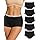Channo Algodón Culotte Mujer Canalé: Bragas Elásticas Ropa Interior Transpirables Cómodas y Suaves Pack de 5 Ideales para Deporte Cita Fiesta Dormir (Negro S)
