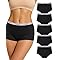 Channo Algodón Culotte Mujer Canalé: Bragas Elásticas Ropa Interior Transpirables Cómodas y Suaves Pack de 5 Ideales para Deporte Cita Fiesta Dormir (Negro M)