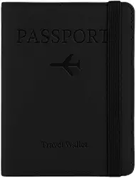 Porta Passaporte Com Elástico Ajustável Organizador De Documentos De Viagem Carteira Porta Cartões Capa Slim Doleira Antifurto Ideal Para Viagens (Preto)