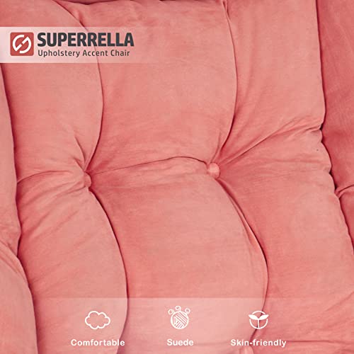 Superrella Modern Soft Accent Chair Living Room Upholstered Single Armchair High Back Lazy Sofa (Pink) #TOP4