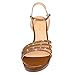 PIZZ ANNU Lena Women's Platform Heels High Block Chunky Sparkly Rhinestone Glitter Open Toe Ankle Strap Fashion Dress Pump Sandals Shoes, Brown 8.5