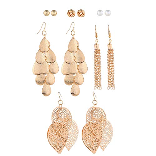 6 Pairs Bohemia Metal Earrings Set Bridal Vintage Statement Drop Earrings Dangle Stub Earrings Fashion Jewerly for Women Girls