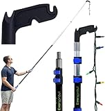 EVERSPROUT 5-to-12 Foot Utility Hook with Extension Pole | Extendable Poles for Installing & Hanging Christmas Lights, Birdfeeders | High Reach Garment Hooks | Long Stick Telescoping Pole with Hook