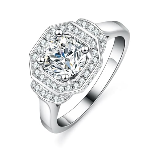 Bague moissanite 1 carat argent S925 anti-ternissement éclat durable