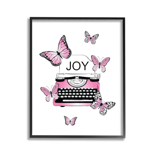 Stupell Industries Typewriter with Joy Framed Giclee Art by Martina Pavlova