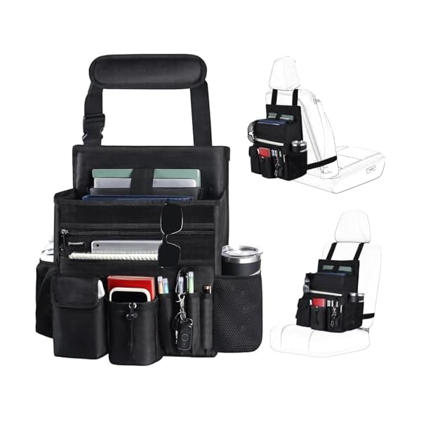 Front Seat Organizer,Car Seat File Organizer with Large Storage, Multiple Pockets, Mobile Office Solution for Back and Passenger Seats, Adjustable Strap Fits All Trucks,Vehicles,Work Vans