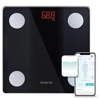 NUTRI FIT Bathroom Scale Smart Digital Bluetooth Scales for Body Weight, Body Fat, BMI Body Composition Analyzer Weighing Scale with High Precision Measurements Sync APP Heavy Duty 330lbs