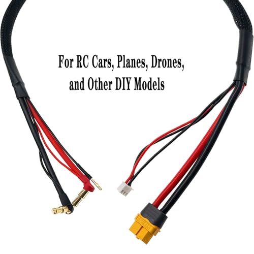 Cable de carga 2S XT60 para batería Lipo con conectores de bala de 4 y 5 mm 5