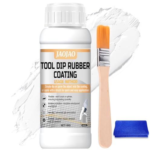 JAOJAO Tool Dip Rubber Coating, Rubber Dip For Tools rubber Coating Peelable Insulation & Anti-Slip Flexible Safe & Durable for Tool Handles Machine Parts, 150g White