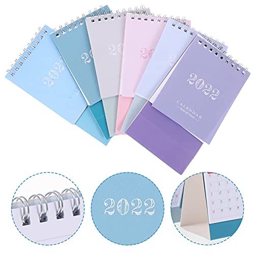 STOBOK 6Pcs 2022 Tafel Kalender Kleine Flip Staande Bureau Kalender Wirebound Schaven Kalender Bureau Self Staande… - Image 6