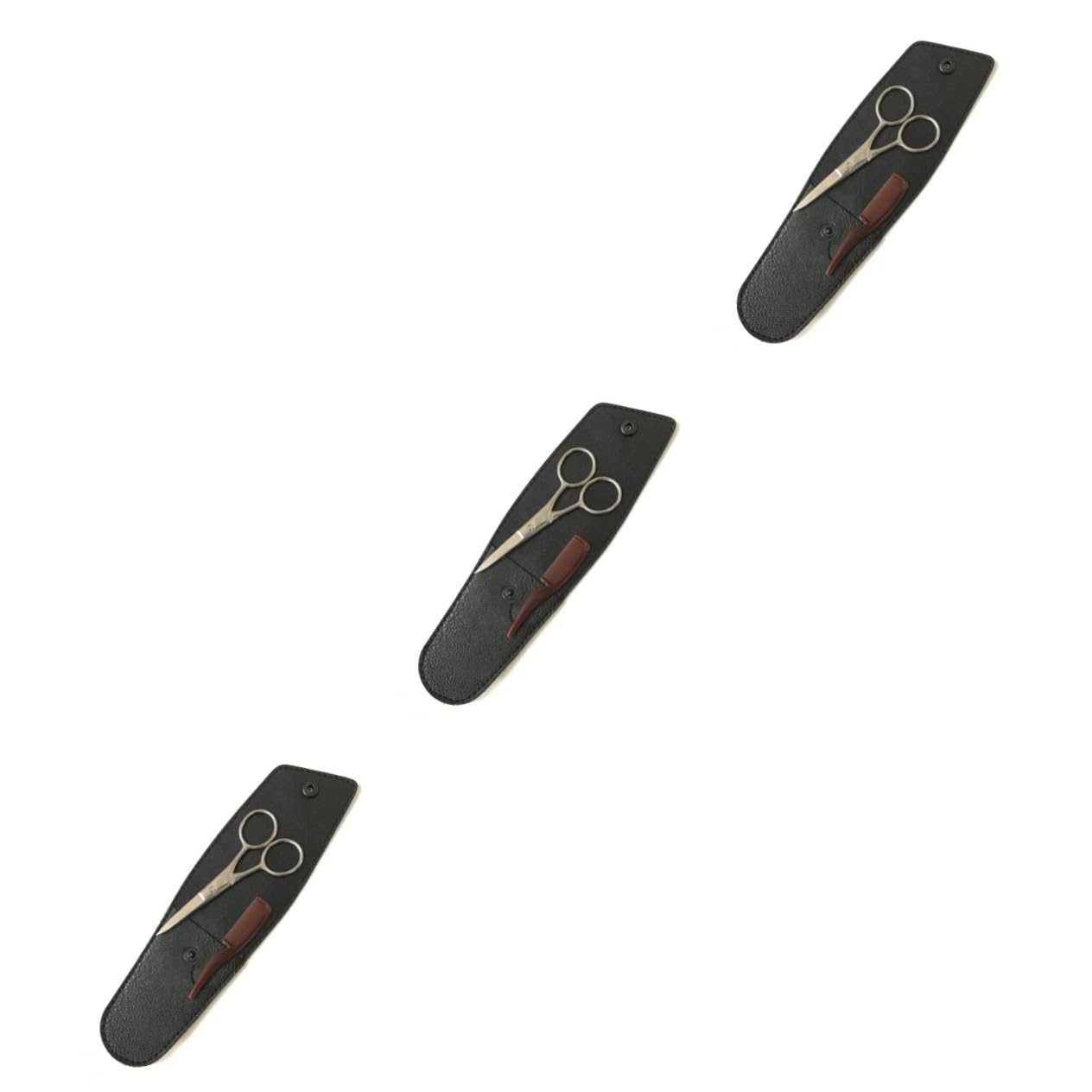 minkissy 3sets Forbici Per Sopracciglia e Barba Acciaio Inossidabile Kit Di Portatile Con Pettine e Borsa Di Stoccaggio Utile Per Uso Professionale e Domestico
