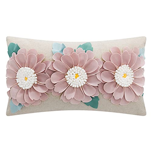 KINGROSE Funda de almohada decorativa para el hogar con diseño de flores 3D, funda de cojín rectangular para sofá, dormitorio, primavera, verano, regalo de 12 x 20 pulgadas, terciopelo oro rosa Cover