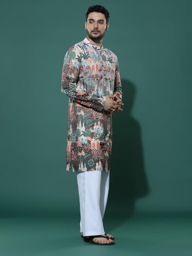 Greciilooks Men's Cotton Solid Regular Fit Kurta Set (Gl-M154&Mp105_Multicolor_Xl)