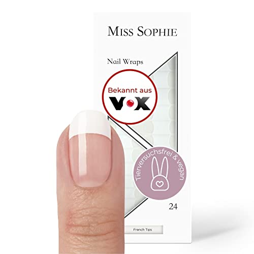 Original Miss Sophie Nagelfolien I 24 ultra-dünne Nagellack-Streifen mit French Tip transparent/weiß I Für Finger- & Fußnägel I Hält auf Natur- sowie lackierten, Acryl-, Gel- & Shellac-Nägeln Cover