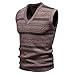 Sweater Vest for Men Classic Striped Pullover Fall Casual V Neck Sleeveless Sweaters Knitwear Tops Waistcoat Sweater Coffee