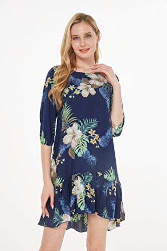 Image of Matchable Family Hawaiian Luau Men Women Girl Boy Clothes in Pineapple Garden Navy