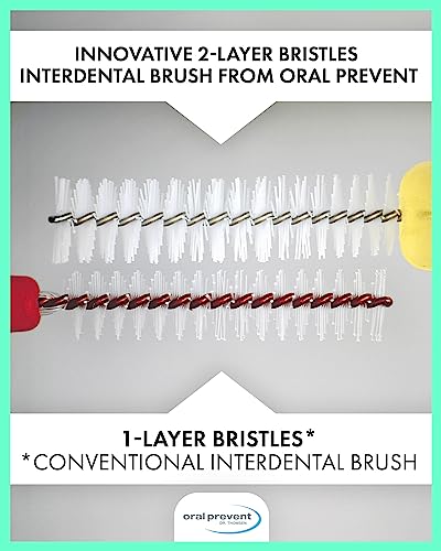 Oral Prevent 24 Pieces Interdental Brushes - Tooth Cleaning For The Interdental Spaces - Proxy Brushes - Tartar/Caries Prevention (0.50 Mm, Yellow) #TOP2