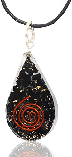 Pura Esprit Orgone Pendant Black Tourmaline Healing Crystals - Chakra Stones Orgone Energy Generator Orgonite Pendant Necklace for - E-Energy Protection Vivid Dream Procrastination Chakra Healing