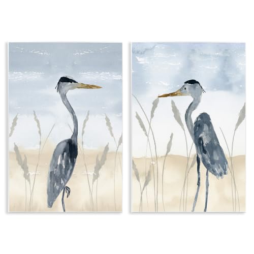 Image of Stupell Industries Egret Sea Birds Grazing Beach Sand Seagrass, Design by Lucille Price