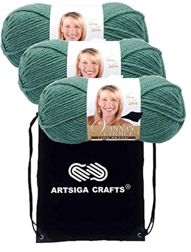 Image of Lion Brand Yarn Vanna'S Choice 860-177 Sage | 3 Skeins, Same Dye Lot, Project Bag, CYC #4 Worsted, 100% Acrylic, Ideal for Crochet, Knitting Blankets, Hats, Scarves
