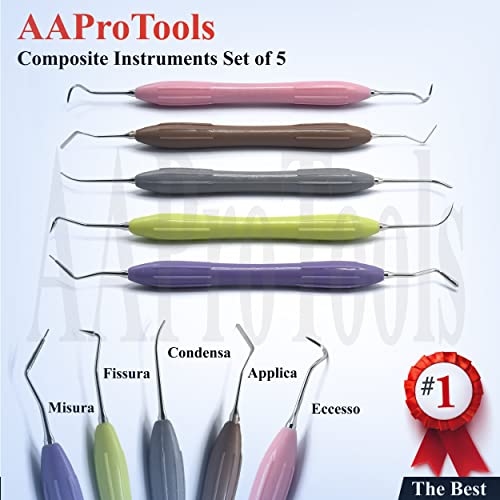 AAProTools Silicone Handle Dental Composite Filling Instruments Kit 5pcs Tools DN-2285