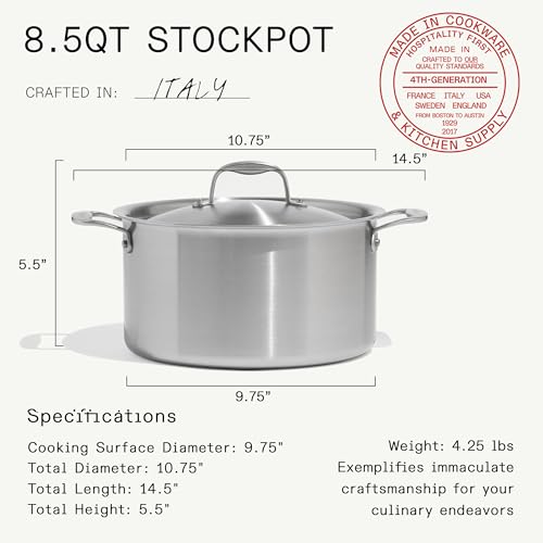 Image of Made In Cookware - 7-Piece CeramiClad Non Stick Pot and Pan Set (Stainless Handle) - 5-Ply Stainless Clad - Professional Cookware - Crafted in Italy - Induction Compatible