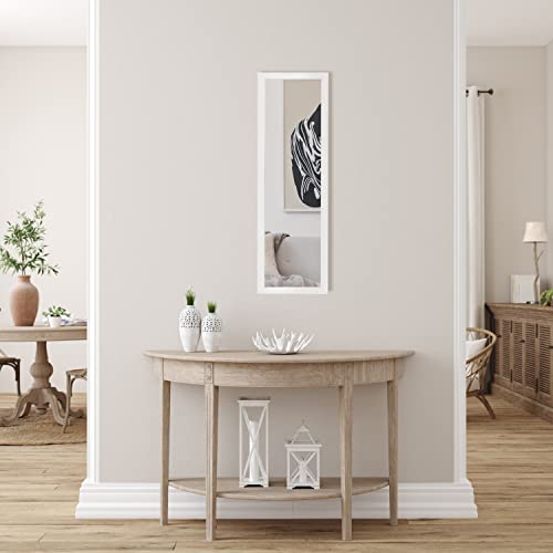 Mirrorize Full Length Over The Door, Long Door Hanging Large Mirrors For Wall Full Body, Shatterproof Tall Floor Mirror, 42"X14", White #TOP2